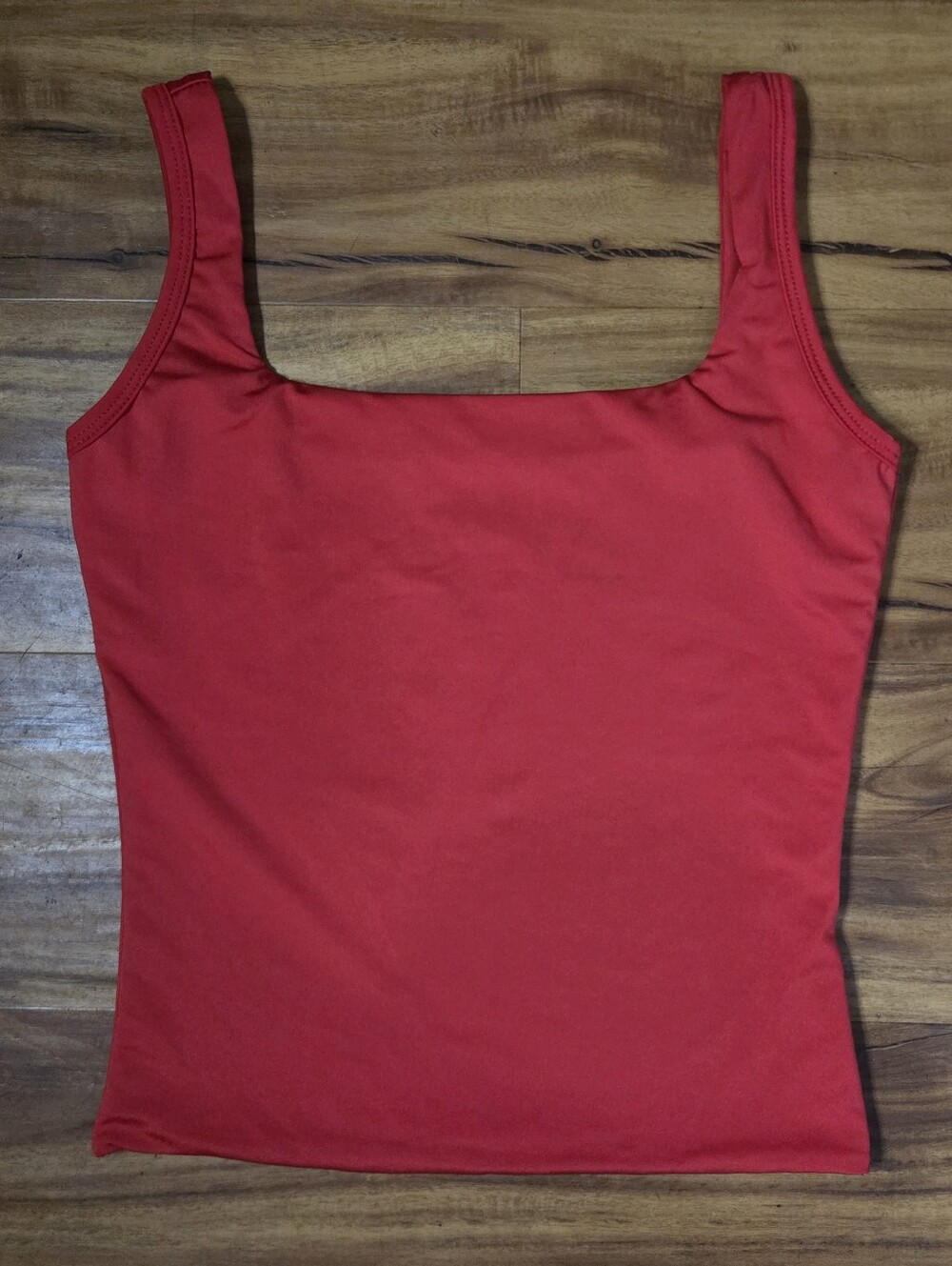 Red Square Neck Fitted Tank Top – Size XS